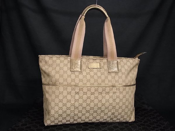 1円 □美品□ GUCCI グッチ 155524 GGキャンバス マザーズバッグ