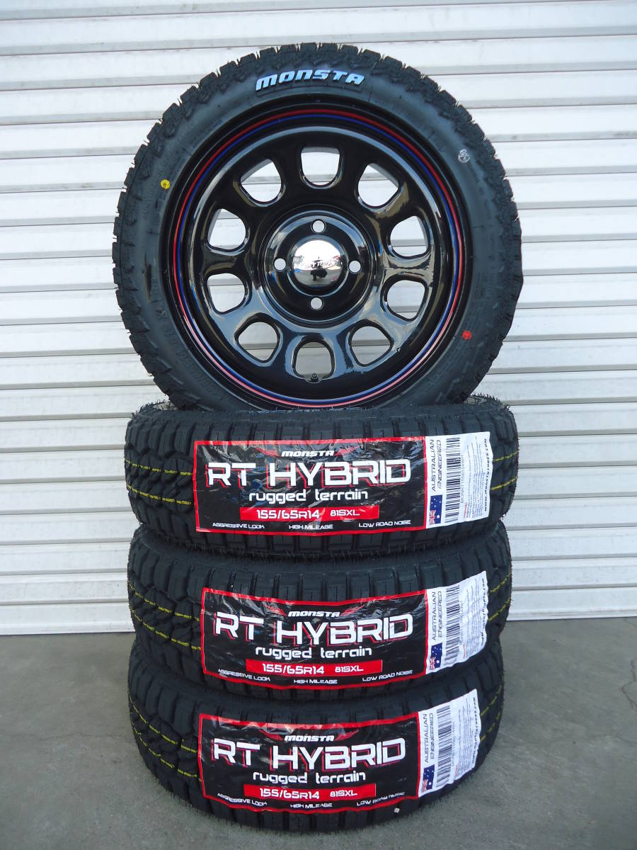 DAYTONA☆14×5J+42☆100-4H☆モンスタRTハイブリッド☆155/65R14☆アゲバンアゲトラ軽バン軽トラエブリーデリカミニスペーシアギア_画像1