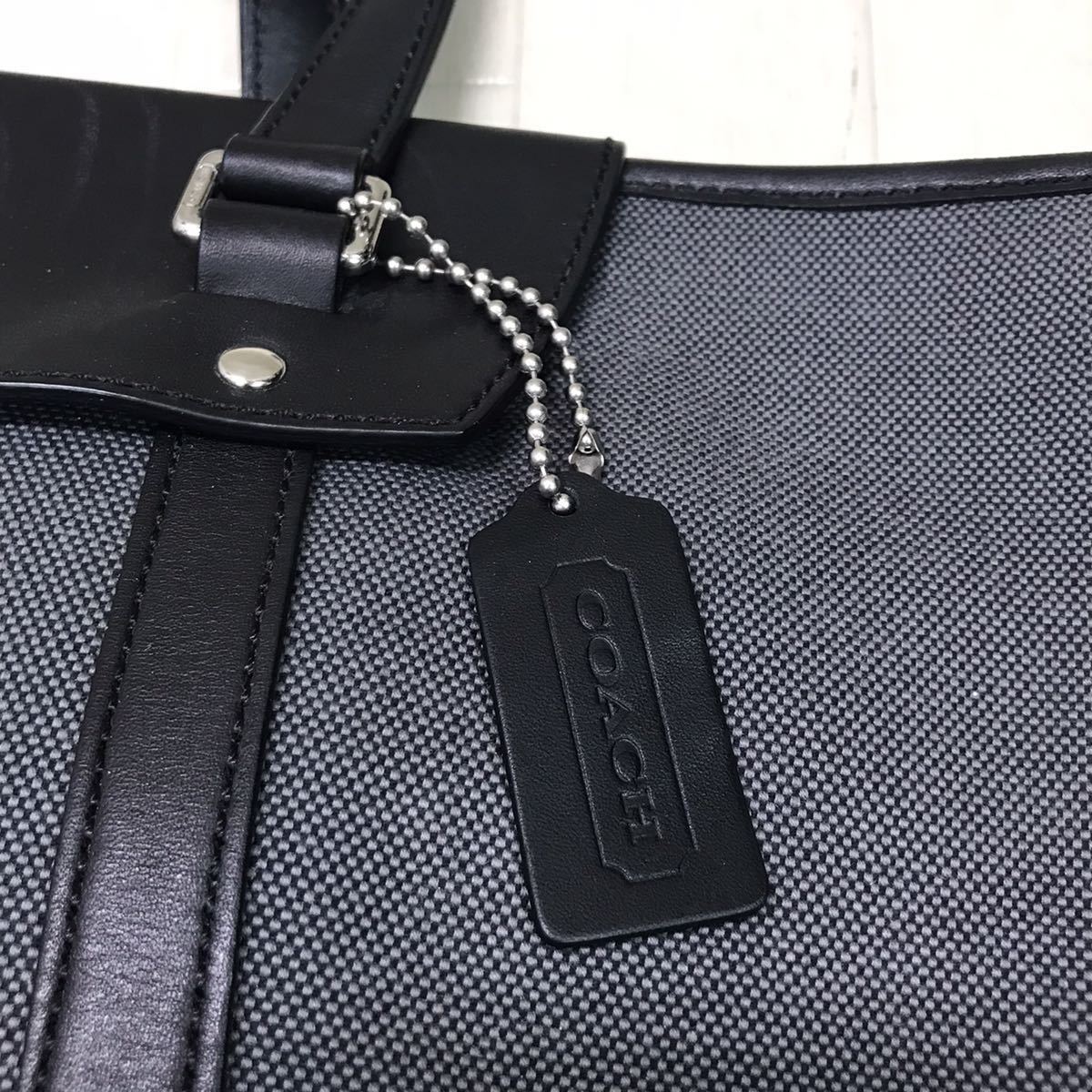 保管品 COACH コーチ 70640 ブリーカー キャンバス 2WAY ウィークエンド トートバック グレー 灰 メンズ ビジネス 出張_画像3