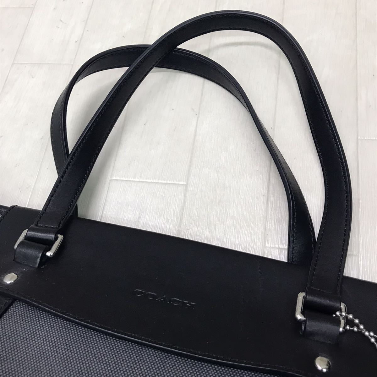 保管品 COACH コーチ 70640 ブリーカー キャンバス 2WAY ウィークエンド トートバック グレー 灰 メンズ ビジネス 出張_画像2