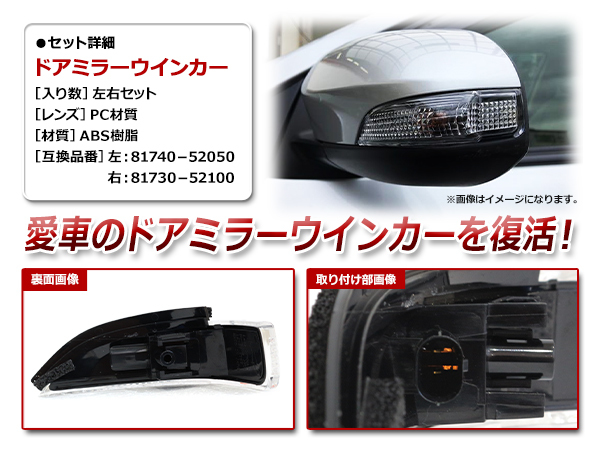 トヨタ アクア AQUA NHP10系 純正交換タイプ ドアミラー ウインカー レンズ サイドミラー ターンシグナルランプ 左右セット_画像2