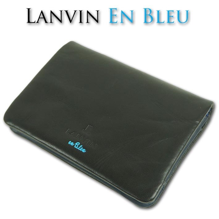 【メール便不可】 en LANVIN ランバンオンブルー Bleu カードケース 新品 正規品 黒 ブラック メンズ リバース 名刺入れ 牛革 男性用