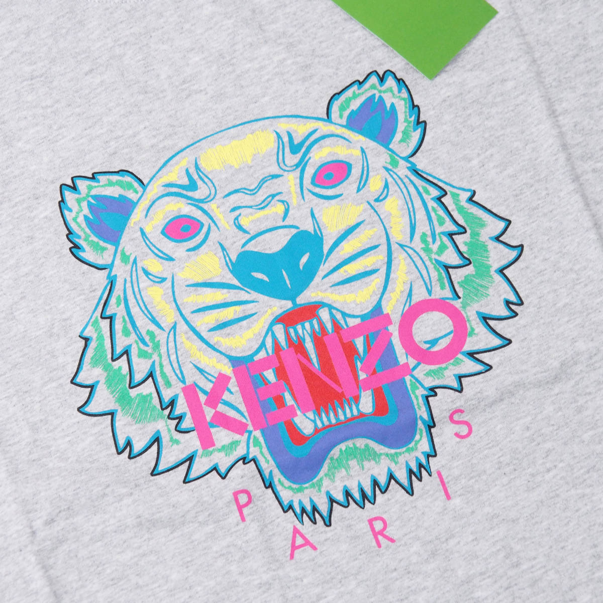  новый товар стандартный товар KENZO Kenzo Tiger Logo принт мужской унисекс короткий рукав вырез лодочкой футболка серый × розовый Logo XS