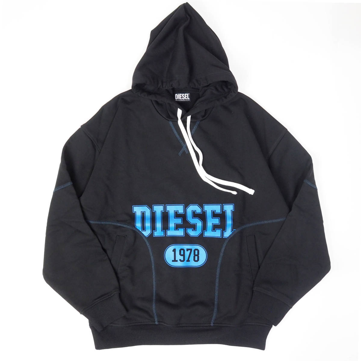 新品正規品 DIESEL ディーゼル S-MUSTER FELPA メンズ オーバーシルエット フーディー パーカー ブラック M_画像1