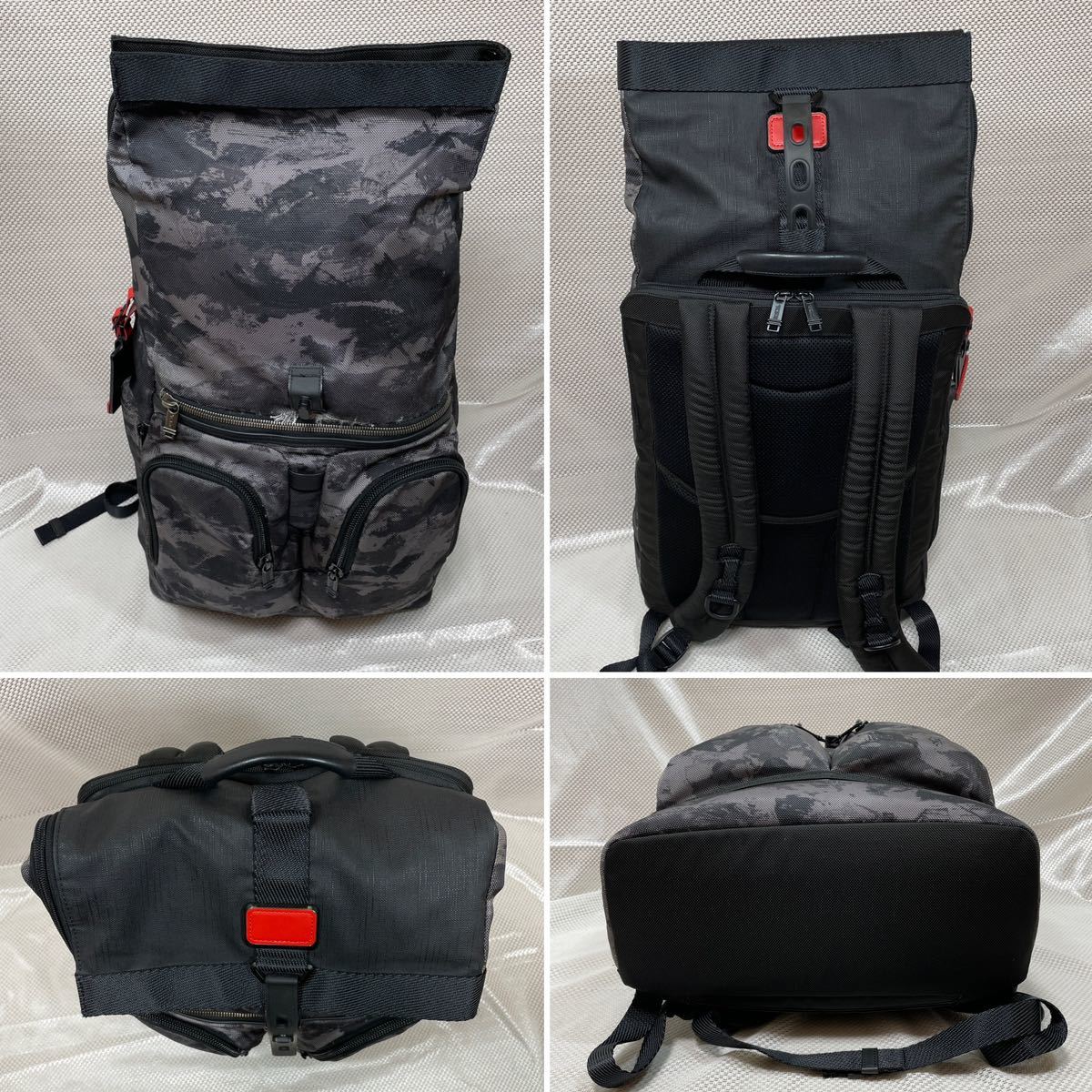 【訳あり 美品】TUMI ALPHA BRAVO ロールトップ バックパック☆トゥミ 容量拡張式 リュック☆ 232388CHR☆PC iPad収納 キャリーオン可能☆
