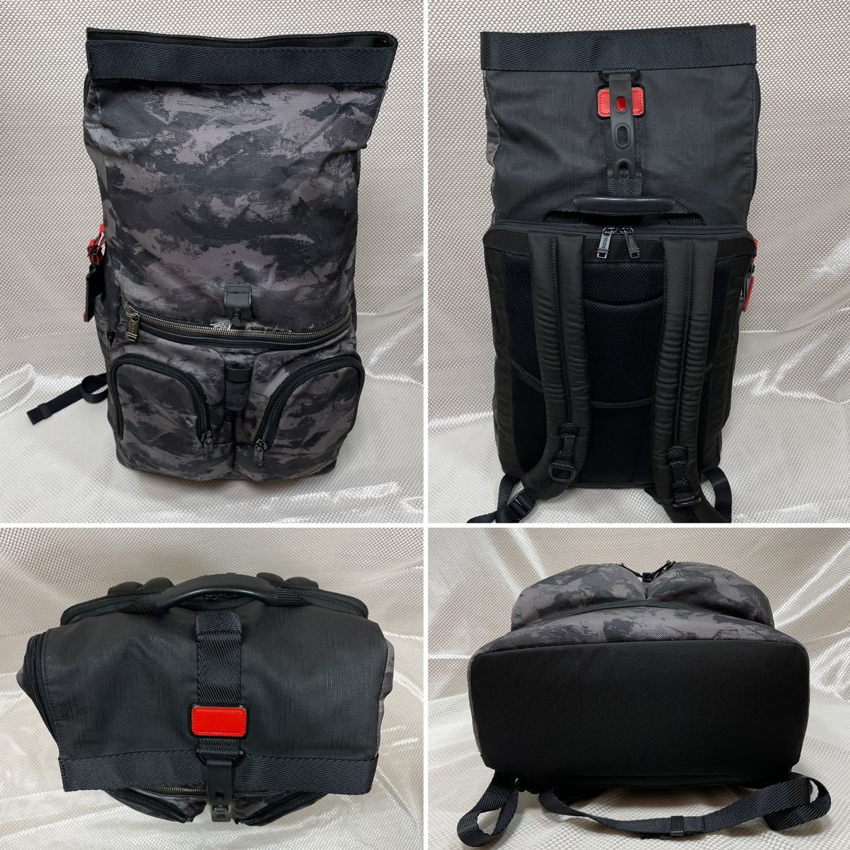 【訳あり 美品】TUMI ALPHA BRAVO ロールトップ バックパック☆トゥミ 容量拡張式 リュック☆ 232388CHR☆PC iPad収納  キャリーオン可能☆