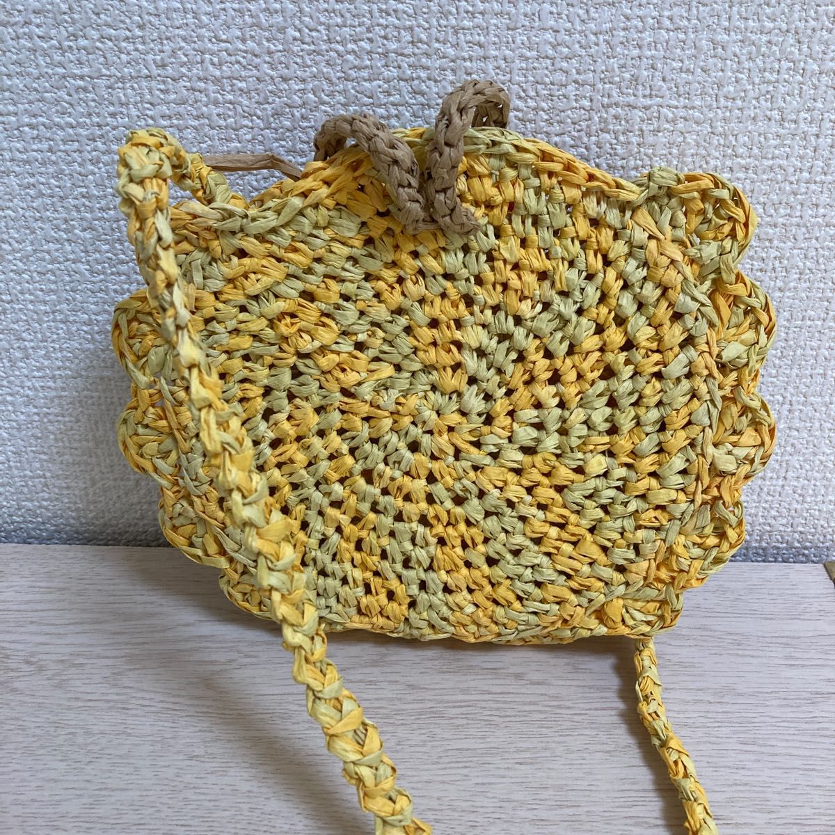 ハンドメイド　ショルダーバッグ　麦わら　いちご