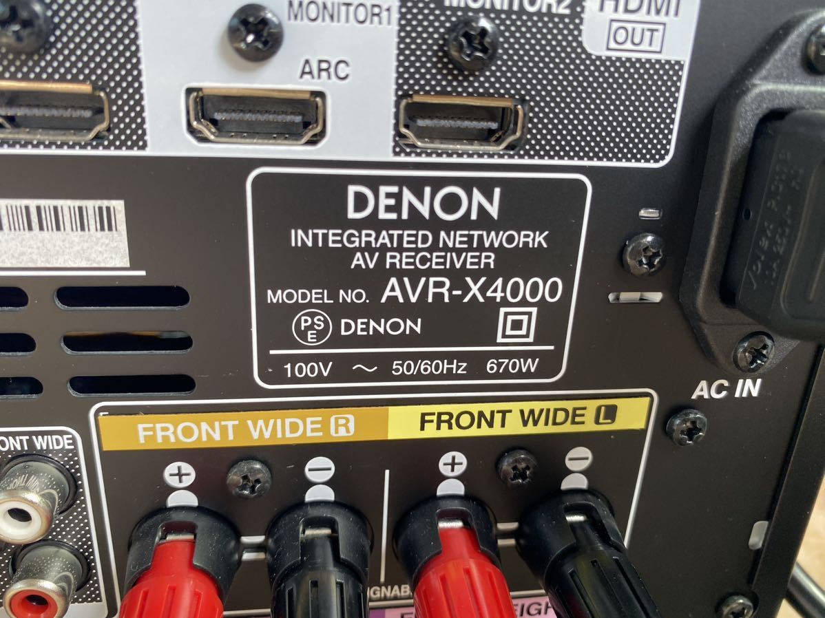 DENON リモコン付き デノン 7.2chAVサラウンドレシーバー プリメインアンプ AVR-X4000_画像2