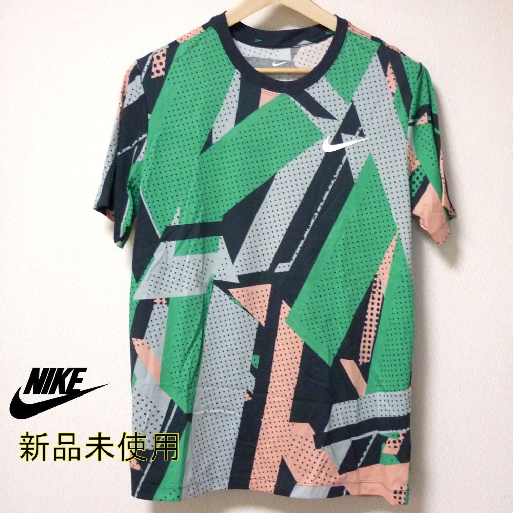 新品未使用送料無料L★ナイキ NIKE 緑系デザインプリント薄手Tシャツ/グリーン/DRY-FITの画像1