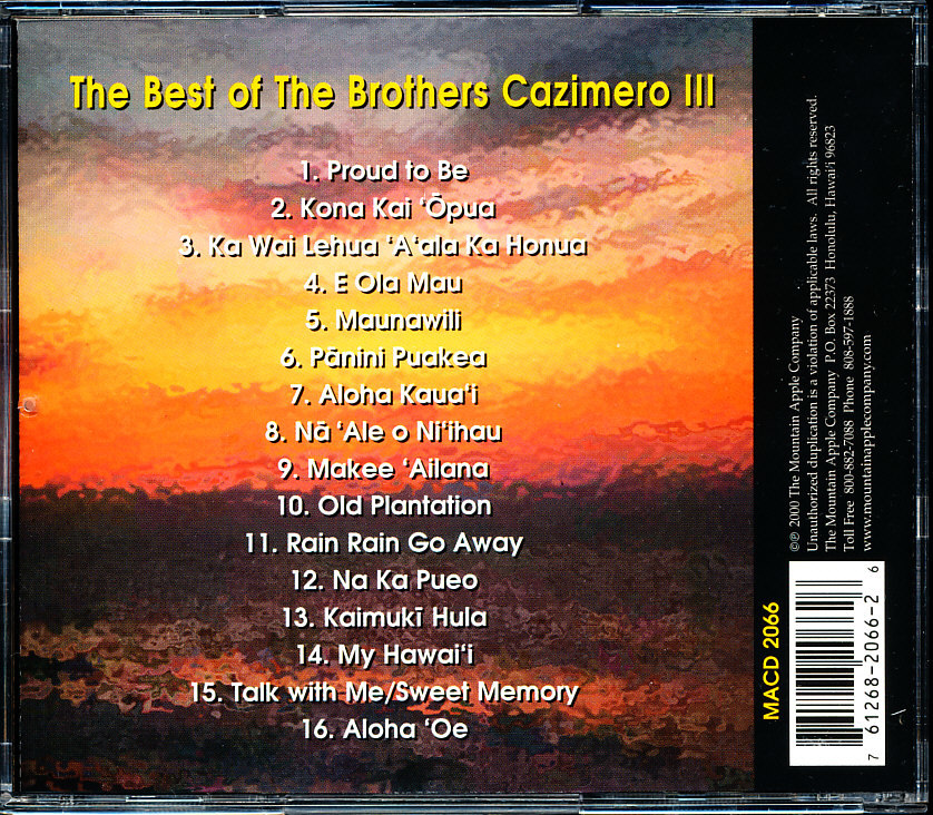 ブラザーズ・カジメロ - The Best of The Brothers Cazimero Vol.3　4枚同梱可能　d8B00004TUYT_画像2