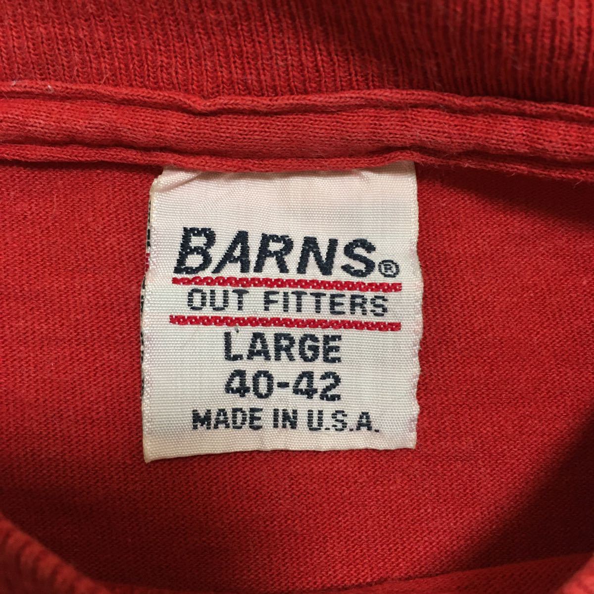 送料込 米国製 BARNS outfitters プリントT Lサイズ red USED バーンズ アウトフィッターズ Tシャツ 赤 半袖 アメカジ 古着 made in USAの画像8