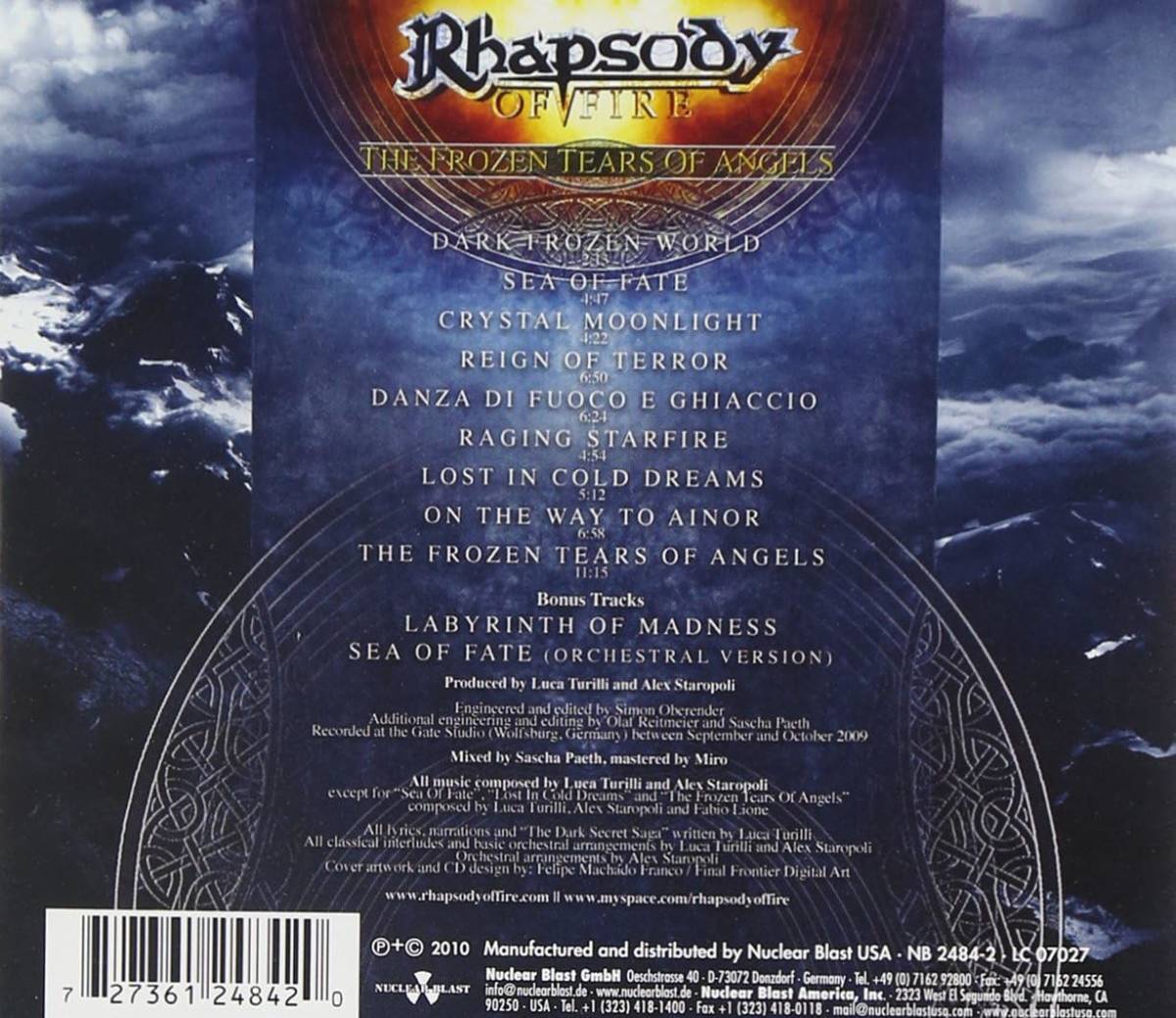 Frozen Tears of Angels Rhapsody of Fire 輸入盤CD_画像2