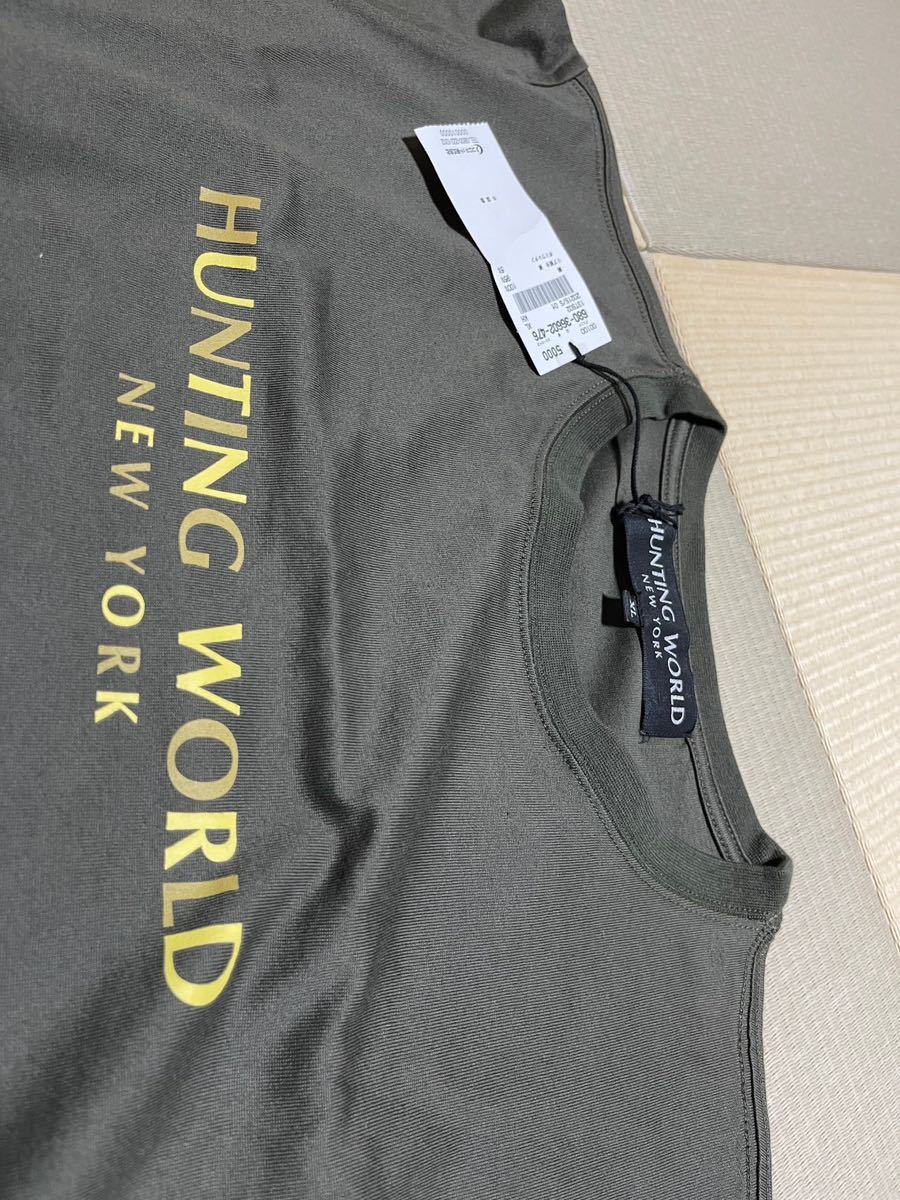 HUNTING WORLD ハンティングワールド ロゴ 半袖 Tシャツ サイズXL カーキ色　未使用　新品 肩幅　50cm 身幅 60cm 着丈 77cm_画像4