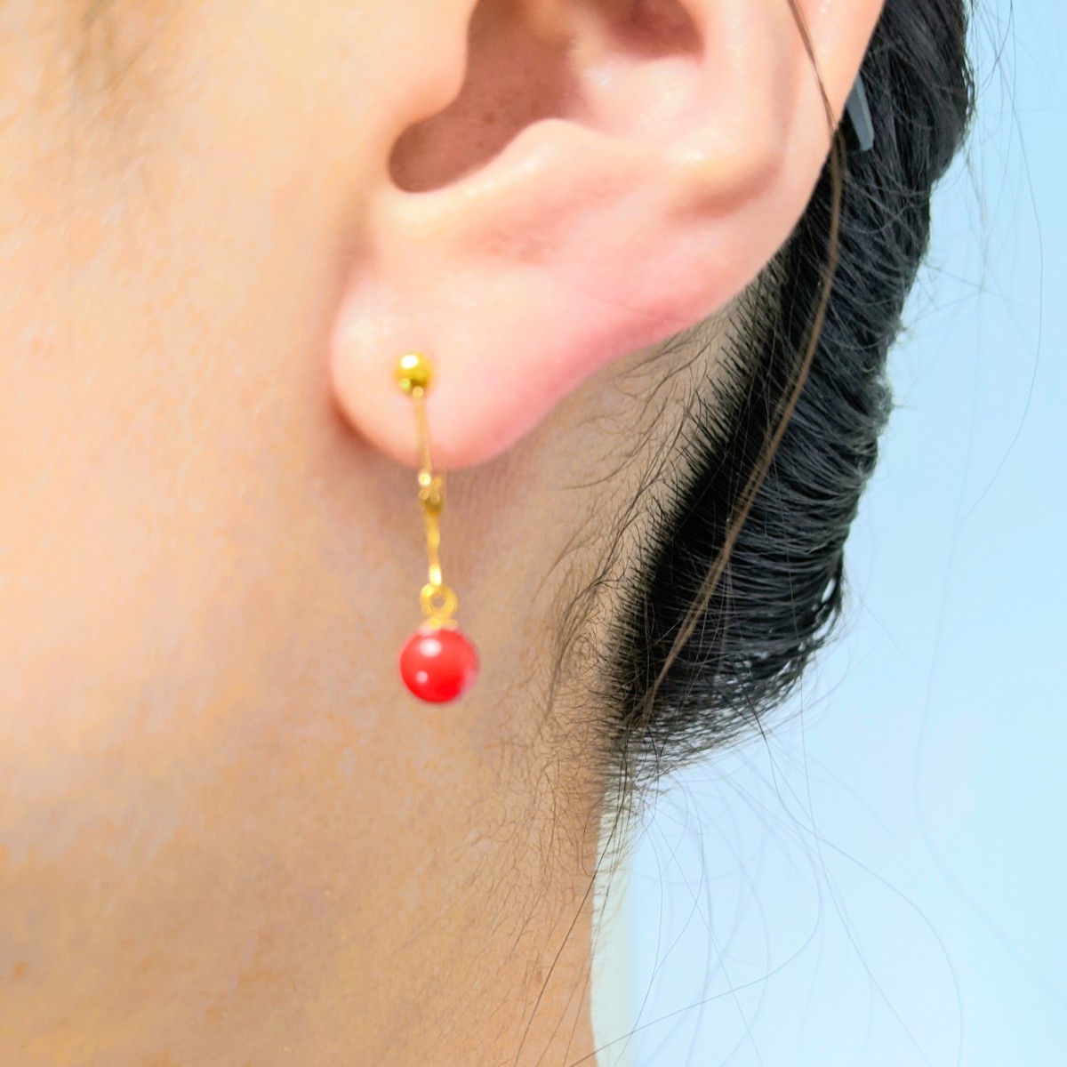 K18 イヤリング 血赤珊瑚 サンゴ 18金 GOLD ゴールド アクセサリー