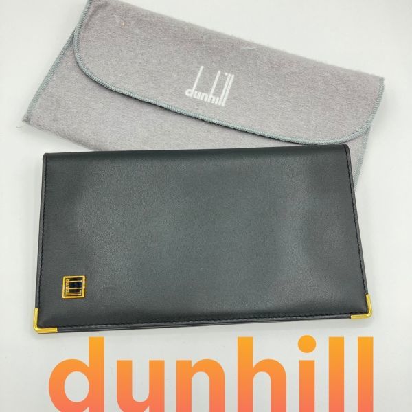 高級品市場 ダンヒル 長財布 黒 箱付 dunhill 財布 d1 ブラック レザー