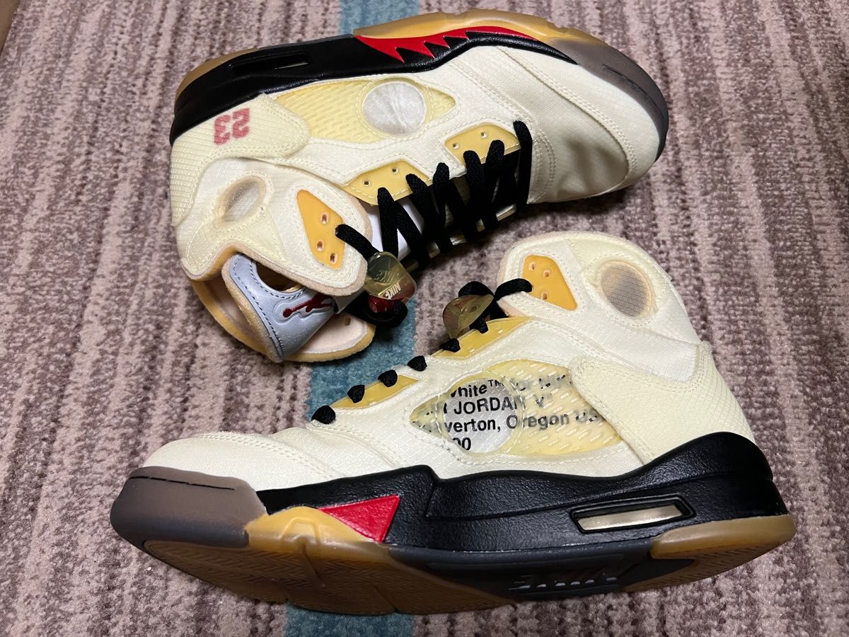 【中古・美品】Off-White × Nike Air Jordan 5 "Sail" 27cm（US9）黒タグ付き！