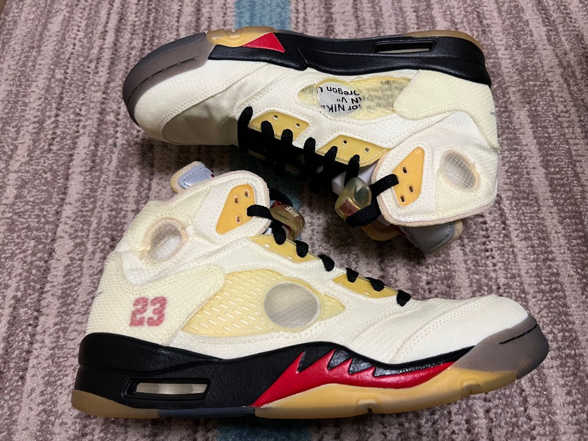 【中古・美品】Off-White × Nike Air Jordan 5 "Sail" 27cm（US9）黒タグ付き！