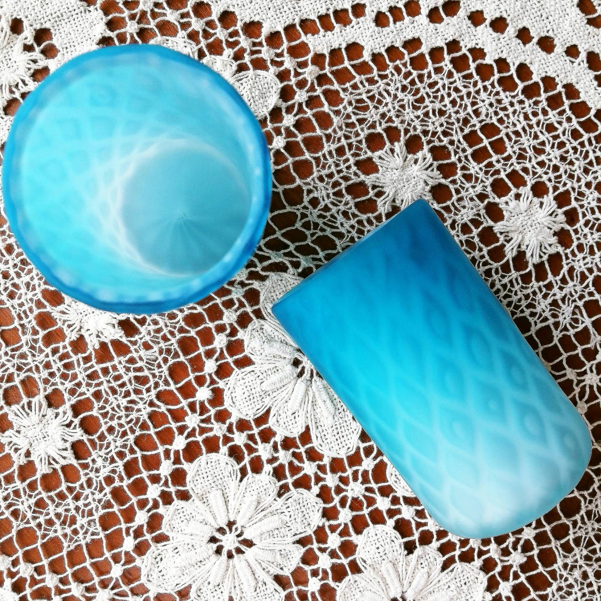 100%正規品 綺麗　ブルー　ガラス　コップ　２個　アーティスト物 タンブラーグラス