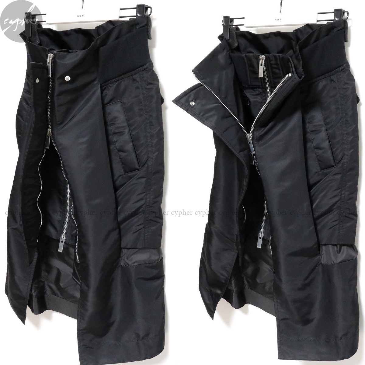 から厳選した Skirt Mix Twill Nylon sacai 22AW 新品 3 ブラック MA-1