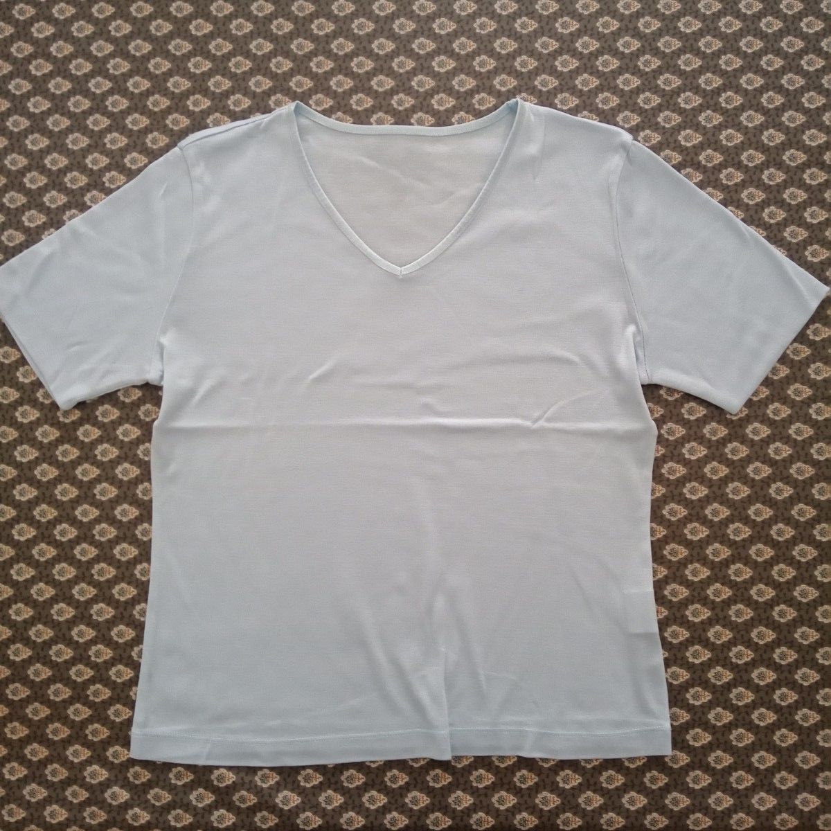 新品同様★上質  Tシャツ 2枚組  日本製 水色系★M～L位 ロゴT Vネック