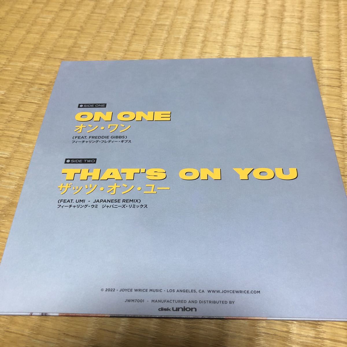 激レア　レコード　ON ONE THAT'S ON YOU JOYCE WRICE ジョイス・ライス　7インチ muro オルガンバー　藤原ヒロシ　クボタタケシ　野村訓市_画像2