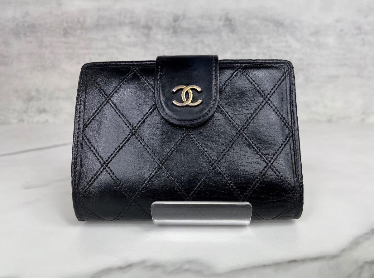 347 超美品 CHANEL オールドシャネル ビコローレ がま口 二 347 超美品 CHANEL オールドシャネル ビコローレ がま口 二