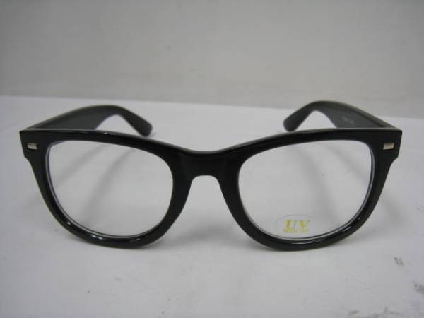 伊達メガネ 四角金具 眼鏡 めがね メガネ 2881 ブラック 黒 UVプロテクション_画像2