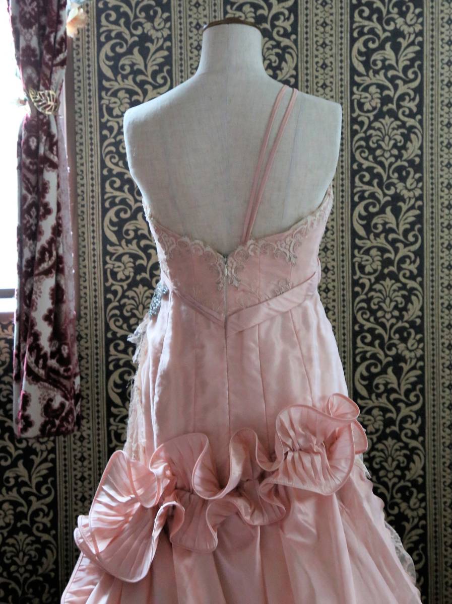  silk cloth Italy made Toi couture high class wedding dress 7 number 9 number S~M size pink color dress soft mermaid line 