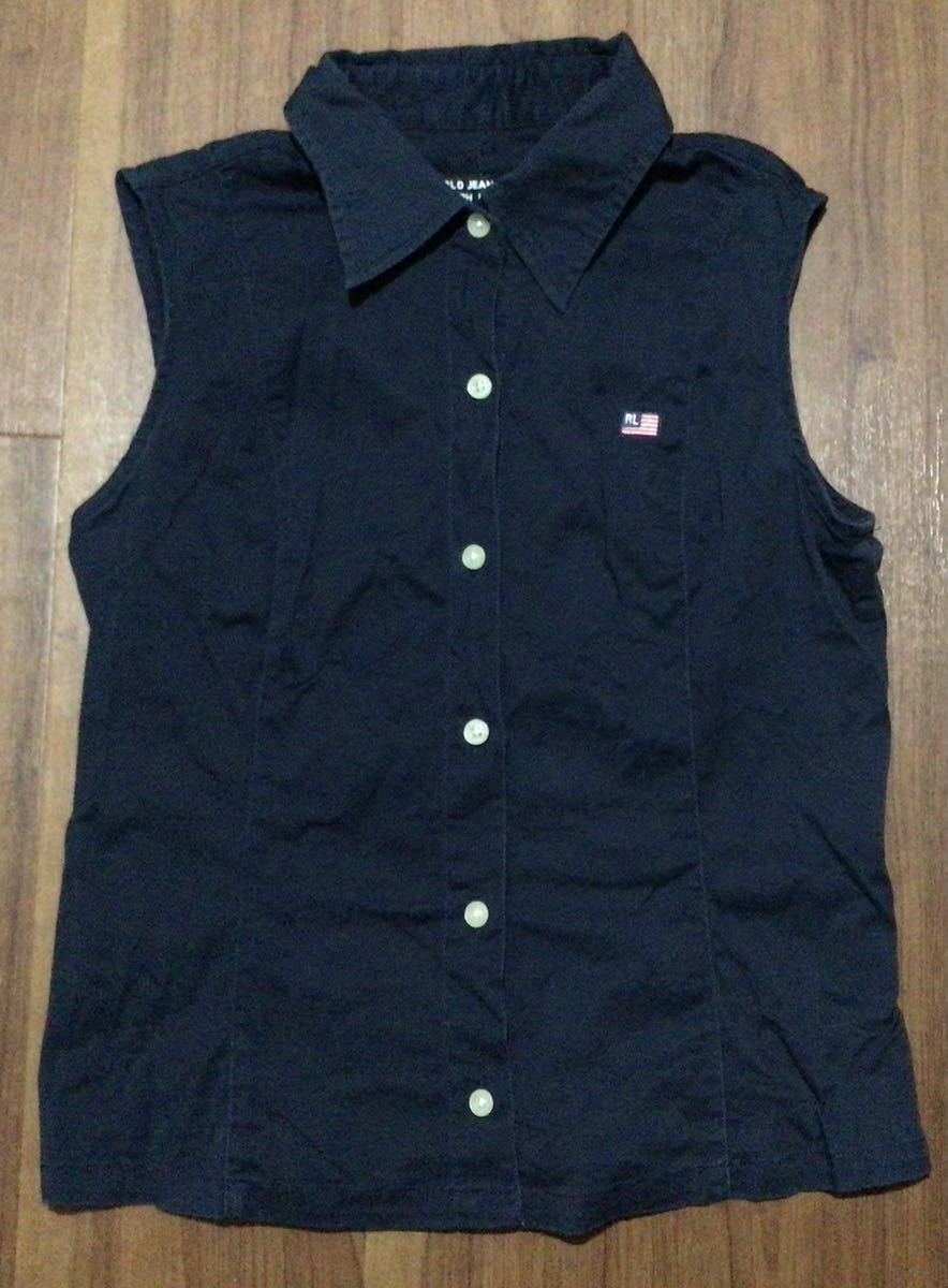 POLO Ralph Lauren sleeveless shirt M size * the best Ralph Lauren navy blue color navy 