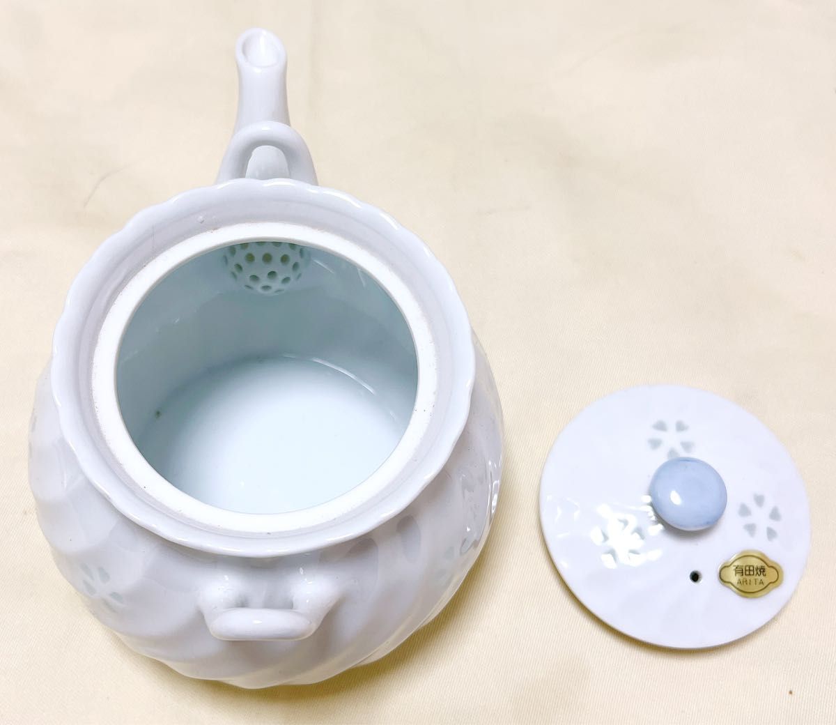 新品　有田焼　高山作　ほたる蛍彫り　花の露番茶器　急須＆蓋付湯呑５客　茶器セット