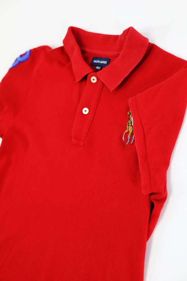 Used Kids 90s POLO Ralph Lauren Pony Embroidery Polo Shirt Size 160 古着_画像3