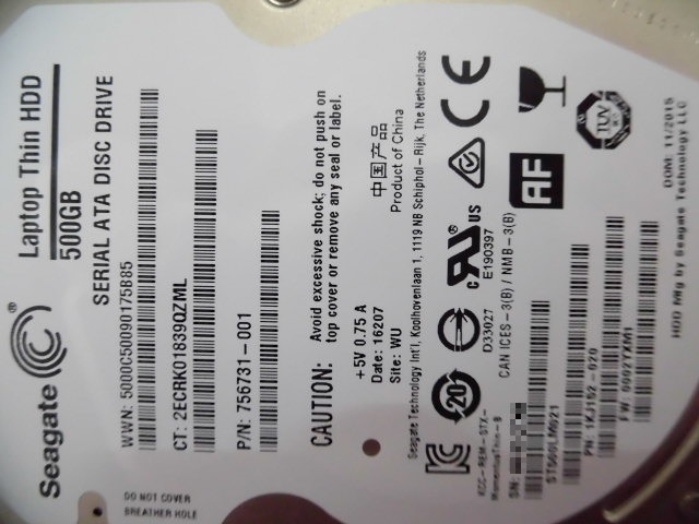 SEAGATE (ST500LM021) 500GB 7200回転 32Mバッファ SATA600対応 ★高性能7mm厚 使用634時間★_画像3