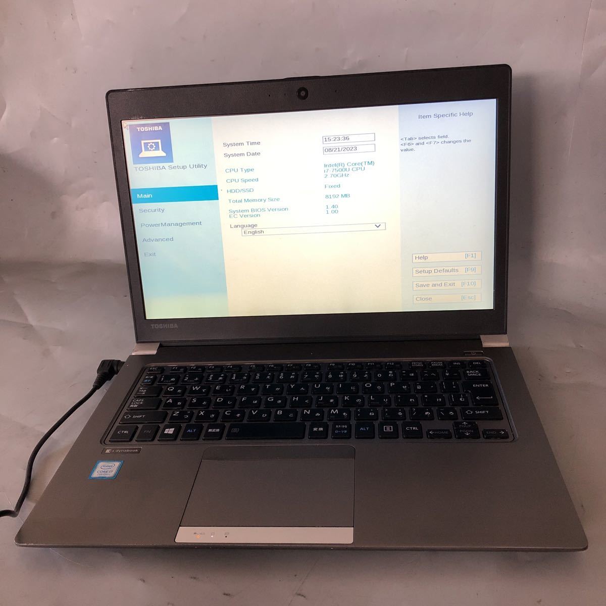 JXJK3638 /TOSHIBA dynabook R63/J /Intel Core i7-7500U 2.70GHz/ メモリ:8GB /カメラ/BIOS確認済/動作未確認の画像1