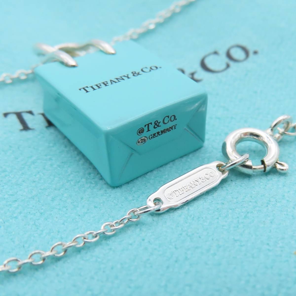 【送料無料】 極希少 美品 Tiffany&Co. ティファニー ブルー ショッパー シルバー ネックレス AG925 SV ショッピング バッグ  HO10