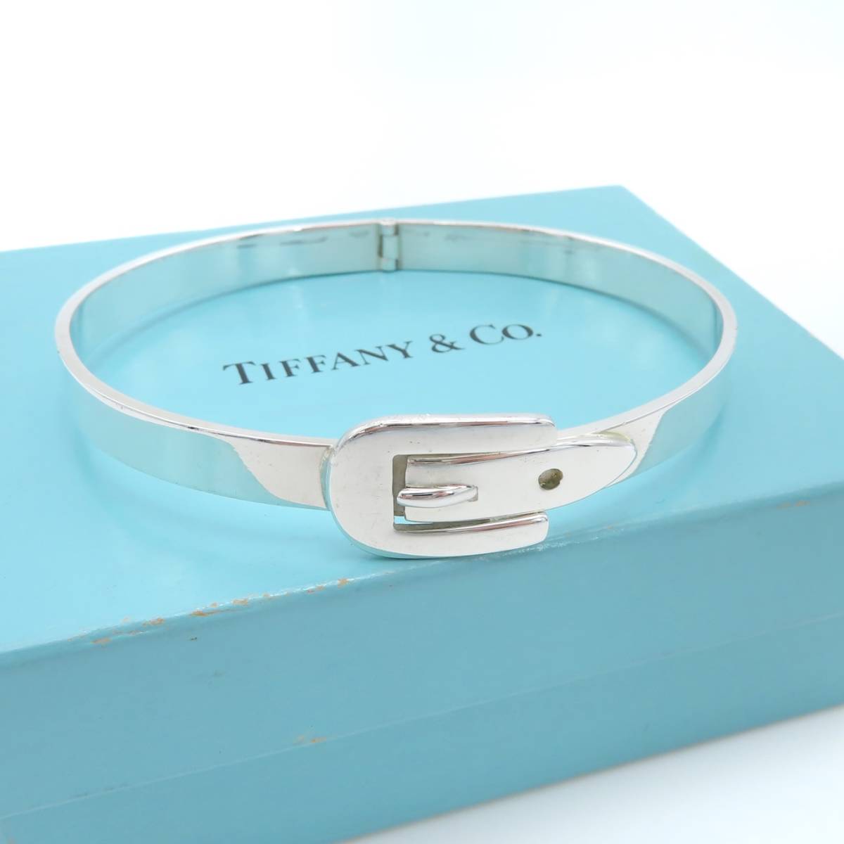 【送料無料】 極希少 美品 Tiffany&Co. ヴィンテージ ティファニー ベルト シルバー バングル SV925 ブレスレット HO19_画像1