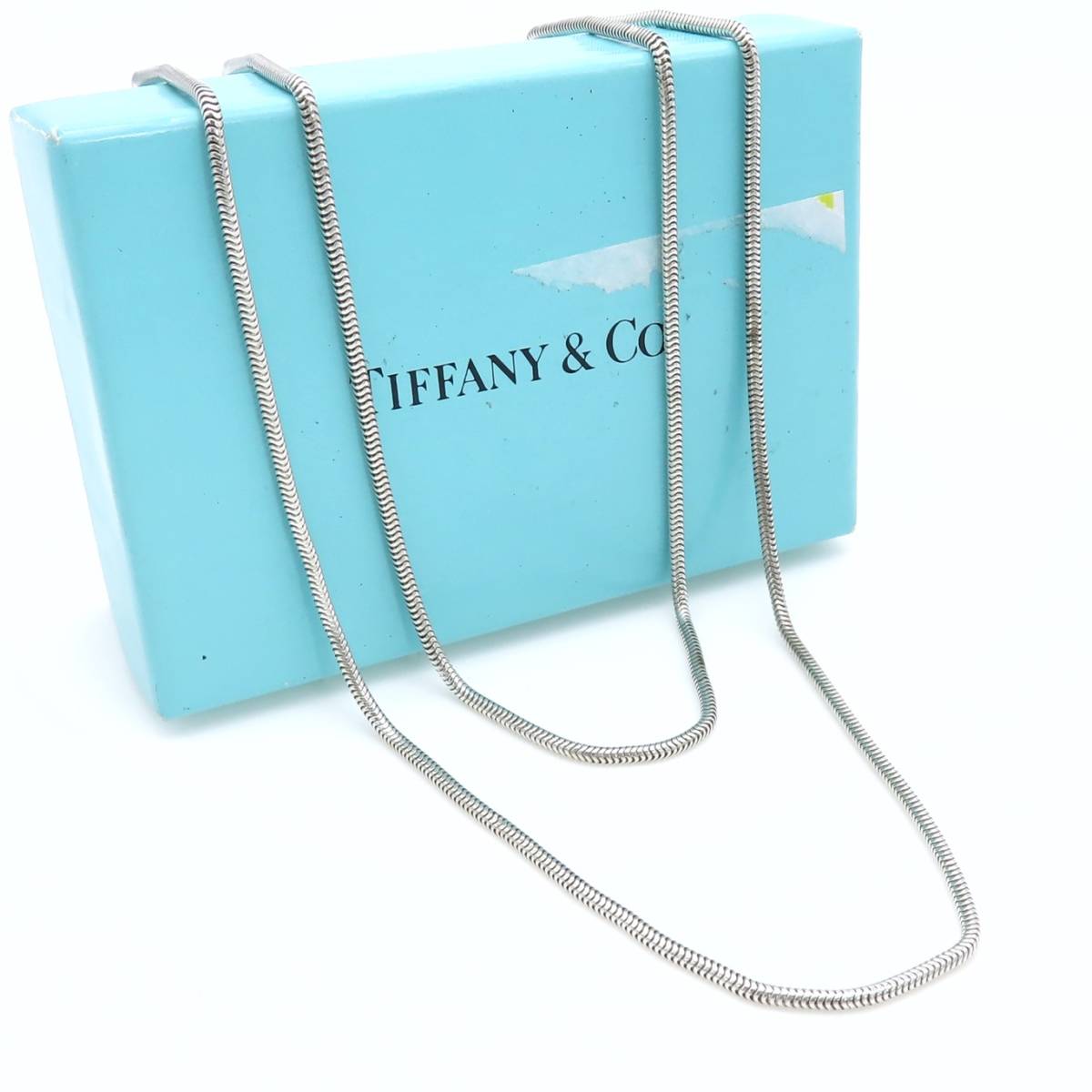 【送料無料】 極希少 美品 Tiffany&Co. ヴィンテージ ティファニー ロング スネーク チェーン シルバー ネックレス SV925 84cm HO28_画像1