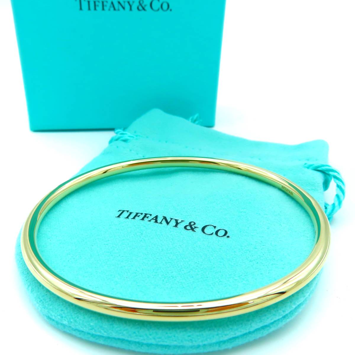 【送料無料】 極希少 未使用 Tiffany&Co. ティファニー イエローゴールド バングル 585 K14 OU14