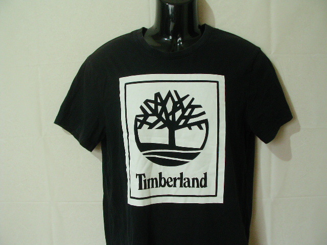 ssy7008 Timberland 半袖 Tシャツ ブラック ■ フロント ロゴ プリント■ クルーネック Sサイズ ティンバーランド_画像2