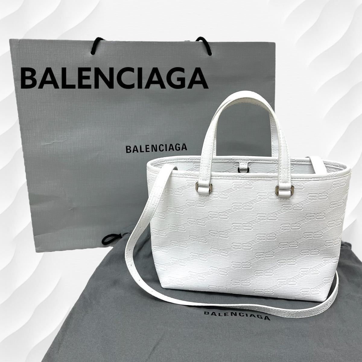 保存袋付き BALENCIAGA バレンシアガ SIGNATURE BBモノグラム コーティングキャンバス スモールショッパー バッグ 702699