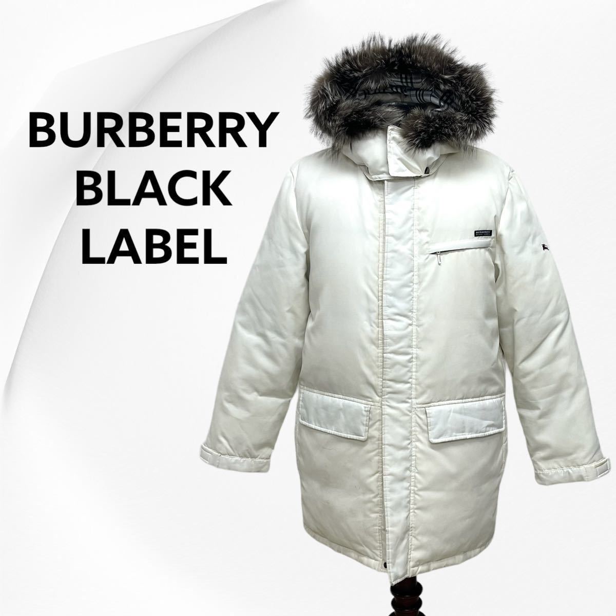 BURBERRY BLACK LABEL バーバリー ブラックレーベル 裏地チェック柄 シルバーフォックスファー フード付 ダウンコート メンズ  BMP03-729-02