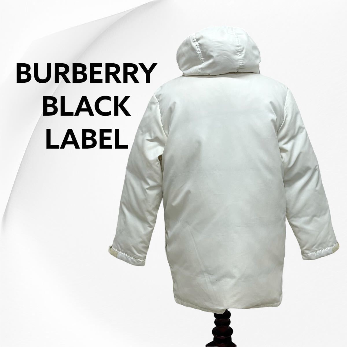 BURBERRY BLACK LABEL バーバリー ブラックレーベル 裏地チェック柄 シルバーフォックスファー フード付 ダウンコート メンズ BMP03-729-02