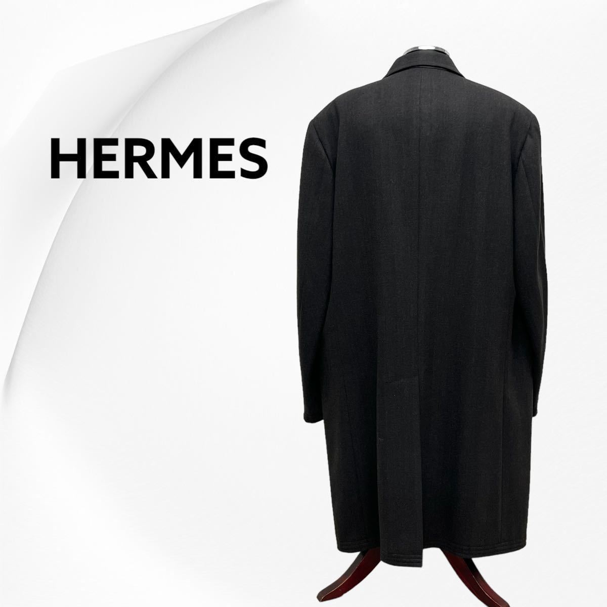 高級 HERMES エルメス ウール SUPER110'S ロングコート メンズ 高級 HERMES エルメス ウール SUPER110'S ロングコート メンズ