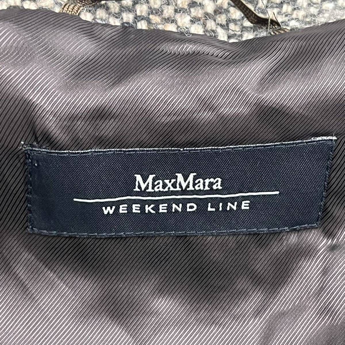 MaxMara WEEKEND LINE マックスマーラ ウィークエンドライン ウール混 ベルト付き ツイード ロングコート レディース_画像6