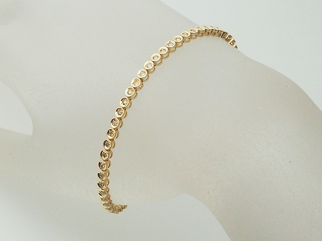  sound feather shop # diamond /1.00ct K18YG tennis bracele diamond bracele finish settled [ used ]