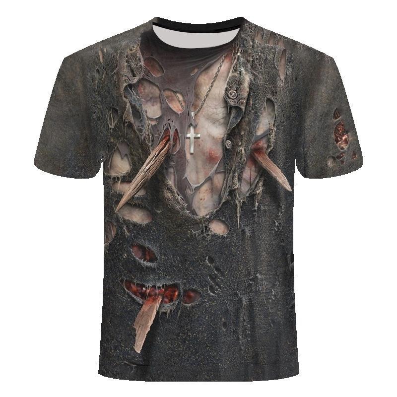 メンズＴシャツ　高品質　フィットネス　筋肉半袖　3D印刷　男性Ｔシャツ　ファッション　クール　ギフト　A2000_③