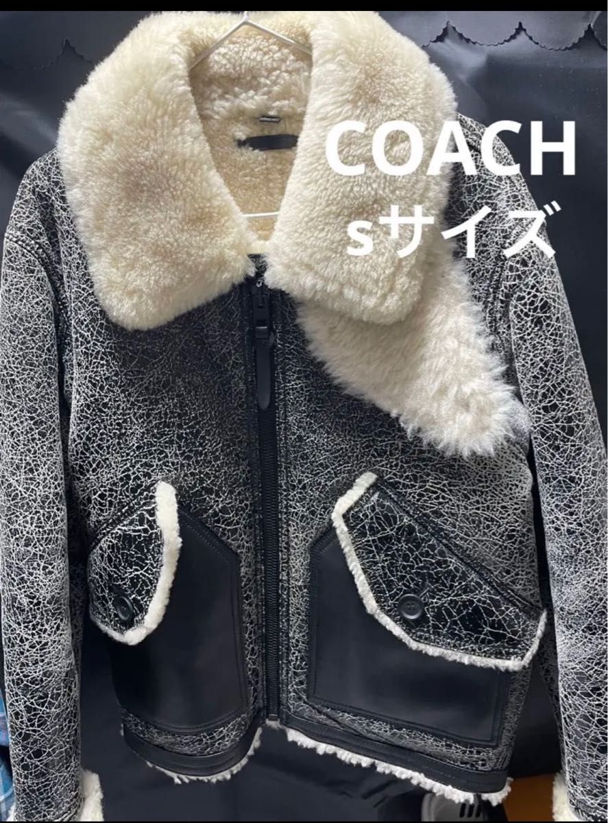 coach ムートンボアジャケット ライダースジャケット アビエイター 本革-