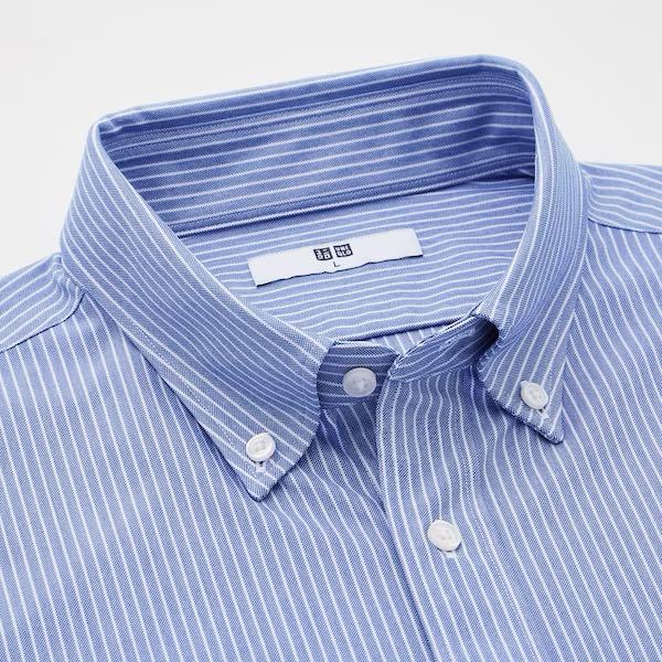 新品　ユニクロ　ドライイージーケアコンフォートストライプシャツ（半袖）Sサイズ　67ブルー_画像4
