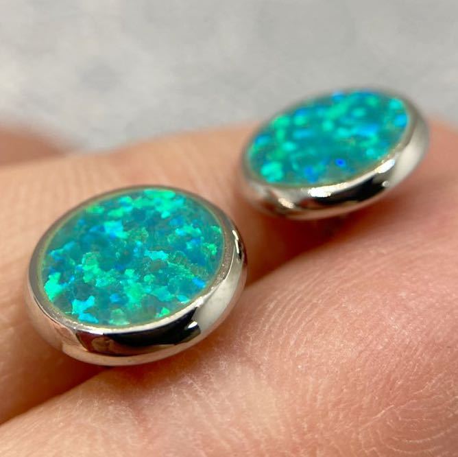  green fire - opal. round type simple earrings * lady's silver 925 stamp silver accessory color stone new goods gem Y-RSHOP