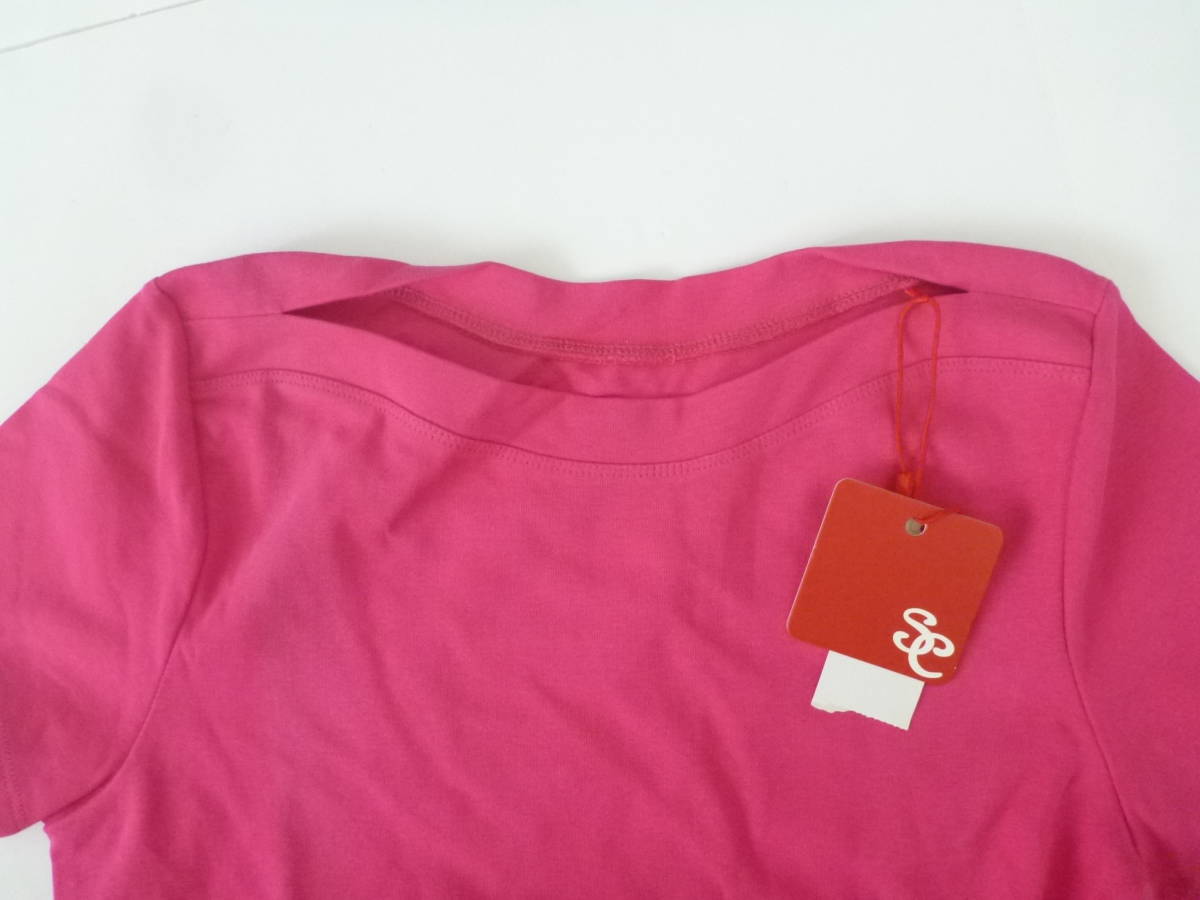 新品 SEG'MENTS★ピンク　上質　ロゴ刺繍　しっかり素材　半袖　カットソー　S_画像2