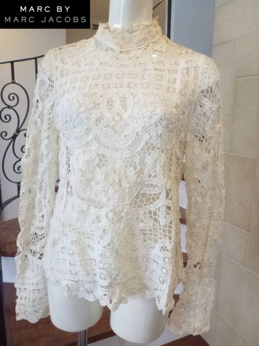 3万 Marc by Marc Jacobs(マークバイマークジェイコブス) ★ アイボリー レース編み トップス M_画像1